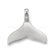 304 Stainless Steel Pendants, Fishtail Charm, Stainless Steel Color, 17x17.5x3.5mm, Hole: 1.2x3mm(STAS-F287-33P)