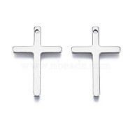 201 Stainless Steel Pendants, Stamping Blank Tag, Cross, Stainless Steel Color, 25x16x1mm, Hole: 1.2mm(STAS-N095-030)