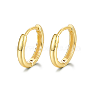 925 Sterling Silver Huggie Hoop Earrings, Round Ring, with S925 Stamp, for Women, Real 18K Gold Plated, 14mm(PN7654-1)