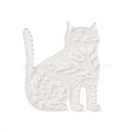 Acrylic Pendants, Cat, White, 54x43x1.5mm, Hole: 1.6mm(OACR-K010-01)