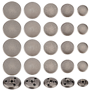 50Pcs 5 Styles 3-Hole Brass Buttons, for Sewing Crafting, Half Round, Gunmetal, 14.5~24.5x9~14mm, Hole: 1.8~2x2~3mm, 10pcs/style(BUTT-OC0001-47B)