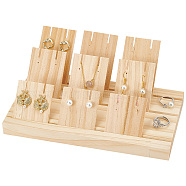 1 Set 3-Slot  Wooden Earring Display Card Stands, Jewelry Organizer Holder with 9Pcs Earring Display Cards, for Earring, Pendant Necklace Storage, Wheat, Finish Product: 22x11.9x8.1cm, Hole: 1.6mm(EDIS-DR0001-07C)