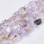 Natural Purple Rutilated Quartz Beads Strands, Nuggets, Tumbled Stone, 5~11x5~8x3~6mm, Hole: 0.8mm, about: 52~56pcs/Strand, 15.94 inch(40.5cm)(G-S363-028E)