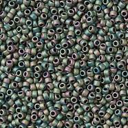 TOHO Round Seed Beads, Japanese Seed Beads, (707) Matte Color Iris Peridot, 15/0, 1.5mm, Hole: 0.7mm, about 3000pcs/10g(X-SEED-TR15-0707)