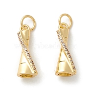 Rack Plating Eco-friendly Brass Micro Pave Clear Cubic Zirconia Pendants, Long-Lasting Plated, Real 18K Gold Plated, Cadmium Free & Nickel Free & Lead Free, Letter.I, 16.5x6.5x5.5mm, Hole: 3.5mm(KK-D072-01G-I-NR)
