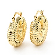 Brass Croissant Chunky Hoop Earrings for Women, Cadmium Free & Lead Free, Real 18K Gold Plated, 25x8.3mm, Pin: 0.7x1.1mm(KK-D080-16G-02)