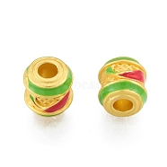 Alloy Enamel European Beads, Large Hole Beads, Matte Style, Column, Matte Gold Color, 10x9.5mm, Hole: 4mm(FIND-G035-43MG)