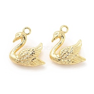 Brass Pendants, Goose Charm, Real 18K Gold Plated, 16.5x15x6.5mm, Hole: 1.5mm(X-KK-B062-07G)