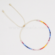 Glass Seed Braided Bead Bracelet, Adjustable Bracelet, Blue, No Size(CG0646-3)