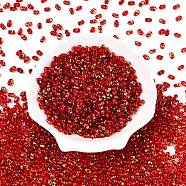 Picasso Spray Painted Glass Seed Beads, Peanut, Red, 6x4x3mm, Hole: 1.2mm, about 4000pcs/pound(SEED-T006-04-26)