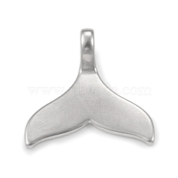 Non-Tarnish 304 Stainless Steel Pendants, Fishtail Charm, Stainless Steel Color, 17x17.5x3.5mm, Hole: 1.2x3mm(STAS-F287-33P)