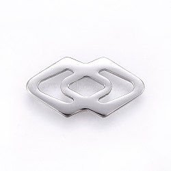 304 Stainless Steel Links connectors, Double Rhombus, Stainless Steel Color, 19.5x10.5x1mm, Hole: 4x6mm(STAS-I094-54P)