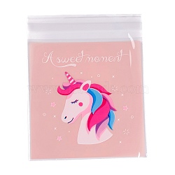 Rectangle OPP Self-Adhesive Cookie Bags, for Baking Packing Bags, Unicorn Pattern, 13x9.9x0.01cm, about 95~100pcs/bag(OPP-I001-A20)