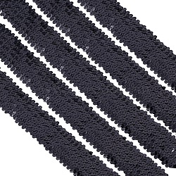 Plastic Paillette Elastic Trim, Sequins Ribbon, Ornament Accessories, Black, 45x2mm, 10m/roll(PVC-PH0001-07)