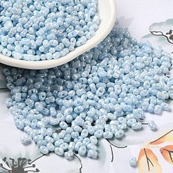 Glass Seed Beads, Peanut, Cyan, 3.5~4x2~2.5x2~2.3mm, Hole: 0.8mm, about 8000pcs/pound(SEED-K009-02A-03)