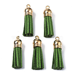 Faux Suede Tassel Pendant Decorations, with CCB Plastic Cord Ends, Medium Sea Green, 35~37x10mm, Hole: 2.5~3mm(FIND-T002-B43)