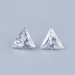 Cubic Zirconia Pointed Back Cabochons, Triangle, Faceted, Clear, 5x6x3mm(ZIRC-WH0001-A08)