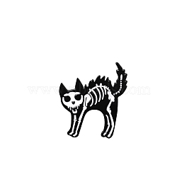 Safety Brooch Pin, Alloy Enamel Badge for Suit Shirt Collar, Cat Shape, 31x28mm(JEWB-PW0001-003C)