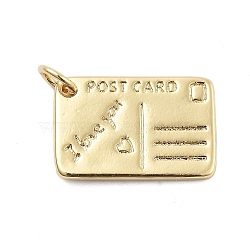 Brass Pendants, Cadmium Free & Lead Free, Rectangle Charms, with Jump Ring, Real 18K Gold Plated, 18x12x1.5mm, Hole: 3mm(X-KK-Q006-08G)