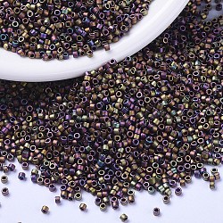 MIYUKI Delica Beads, Cylinder, Japanese Seed Beads, 11/0, (DB1055) Matte Metallic Gray Dusk Gold Iris, 1.3x1.6mm, Hole: 0.8mm, about 2000pcs/10g(X-SEED-J020-DB1055)