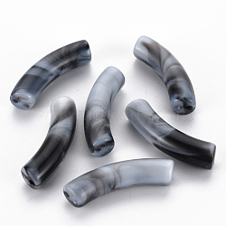 Opaque Acrylic Beads, Imitation Gemstone Style, Curved Tube, Gray, 33x8x10.5mm, Hole: 1.6mm, about 300pcs/500g(OACR-Q181-004E)