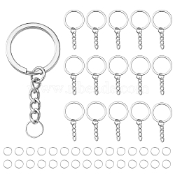50Pcs Iron Split Key Rings, with 50Pcs Open Jump Rings, Platinum, Split Key Rings: 49mm, Jump Rings: 21 Gauge, 8x0.7mm(IFIN-YW0003-42)