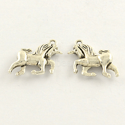 Tibetan Style Zinc Alloy Running Horse Pendants, Cadmium Free & Lead Free, Antique Silver, 18x21x4mm, Hole: 2mm, about 410pcs/1000g(TIBEP-S287-23)