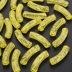 Transparent Crackle Acrylic Beads, Curved Tube, Yellow, 32x8x10mm, Hole: 1.6mm, about 330pcs/500g(CACR-S009-001A-N85)