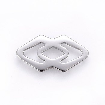 304 Stainless Steel Links connectors, Double Rhombus, Stainless Steel Color, 19.5x10.5x1mm, Hole: 4x6mm