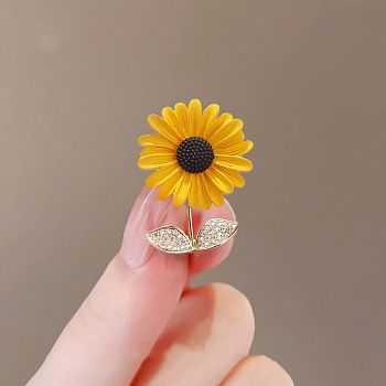 Alloy Rhinestone Brooch, Sun Flower, Crystal, 30~50mm