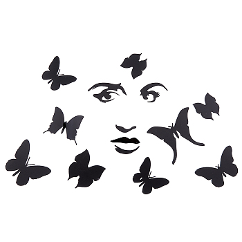 Custom Acrylic Wall Stickers, for Home Living Room Bedroom Decoration, Butterfly, 260x370mm