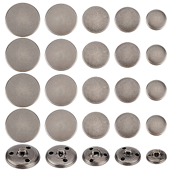 50Pcs 5 Styles 3-Hole Brass Buttons, for Sewing Crafting, Half Round, Gunmetal, 14.5~24.5x9~14mm, Hole: 1.8~2x2~3mm, 10pcs/style