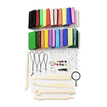 DIY Crafts Polymer Clay Kit, 24 Colors Oven Bake Clay, with 5 Sculpting Tools, for Clay Earrings, Key Chain, Jewelry Making, Mixed Color, 63x30x7.5mm