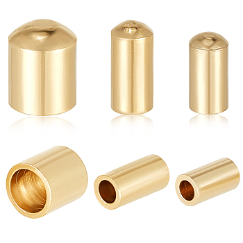 90Pcs 3 Style Brass Cord Ends, End Caps, Column, Long-Lasting Plated, Golden, 4~5x2~4mm, Inner Diameter: 1.2~3mm, 30Pcs/style