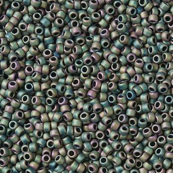 TOHO Round Seed Beads, Japanese Seed Beads, (707) Matte Color Iris Peridot, 15/0, 1.5mm, Hole: 0.7mm, about 3000pcs/10g