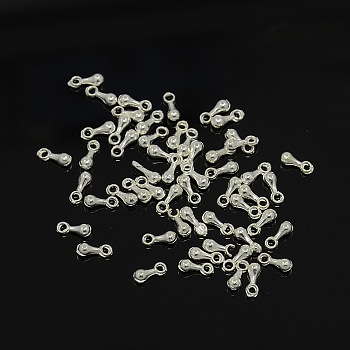 Alloy Charms, Chain Extender, Teardrop, Lead Free & Nickel Free, Silver Color Plated, 7x2.5mm, Hole: 1.5mm