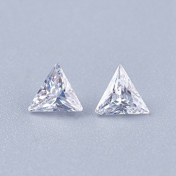 Cubic Zirconia Pointed Back Cabochons, Triangle, Faceted, Clear, 5x6x3mm