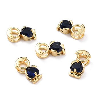 Brass Micro Pave Cubic Zirconia Pendants, Long-Lasting Plated, Boy, Blue, Real 18K Gold Plated, 16.5x9x5mm, Hole: 4x2mm