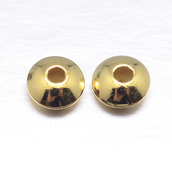 Real 18K Gold Plated Brass Spacer Beads, Nickel Free, Flat Round, Golden, 5x2mm, Hole: 1.5mm