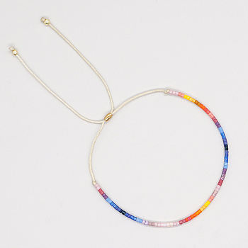 Glass Seed Braided Bead Bracelet, Adjustable Bracelet, Blue, No Size