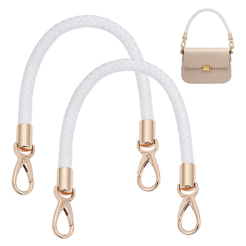 2Pcs PU Leather Braided Bag Strap, with Alloy Swivel Clasps, Bag Replacement Accessories, White, 41.5x1cm