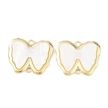 Alloy Acrylic Connector Charms, White Bowknot Links, Golden, 27.5x34x5mm, Hole: 3mm