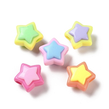 Two Tone Opaque Acrylic Beads, Star, 17x18x10mm, Hole: 3.8mm
