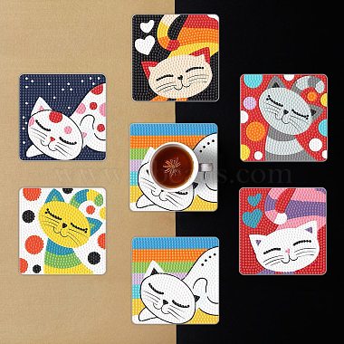 DIY ペットテーマダイヤモンド塗装猫パターンコースターキット(ANIM-PW0001-182)-3