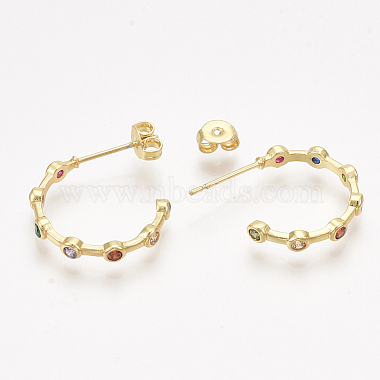 Brass Cubic Zirconia Stud Earrings(EJEW-S201-164)-3