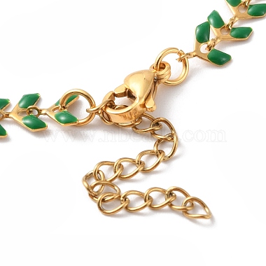 Enamel Ear of Wheat Link Chains Bracelet(BJEW-P271-02G-07)-4