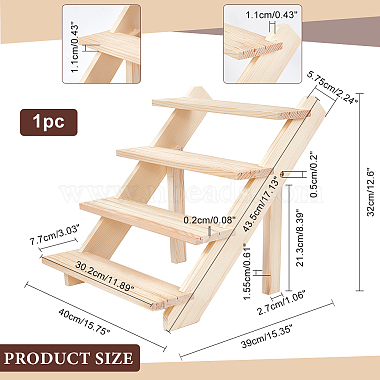 DIY 4 段パイン木製ディスプレイライザー(ODIS-WH0025-109)-2