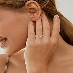 1Pc Bowknot Alloy & Resin Cuff Rings for Women, Platinum, 8.5x13.5mm(RJEW-LP0010-07)