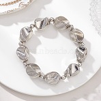 CCB Plastic Beaded Stretch Bracelets for Women, Nuggets, Platinum, Bead: 17x13x12mm, Inner Diameter: 2-1/4 inch(5.7cm)(BJEW-JB13007)
