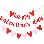 2 Sets 2 Style Valentine's Day Theme Paper Flags, Heart & Glitter Word Hanging Banners, for Party Home Decorations, Mixed Color, 104~167x102~196x0.2mm, 1 set/style(AJEW-CP0005-86)